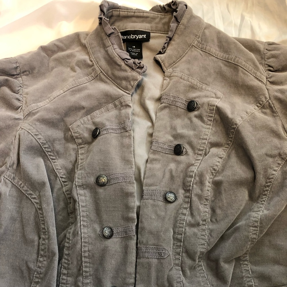 🔵 Lane Bryant military-style ruffle jacket
